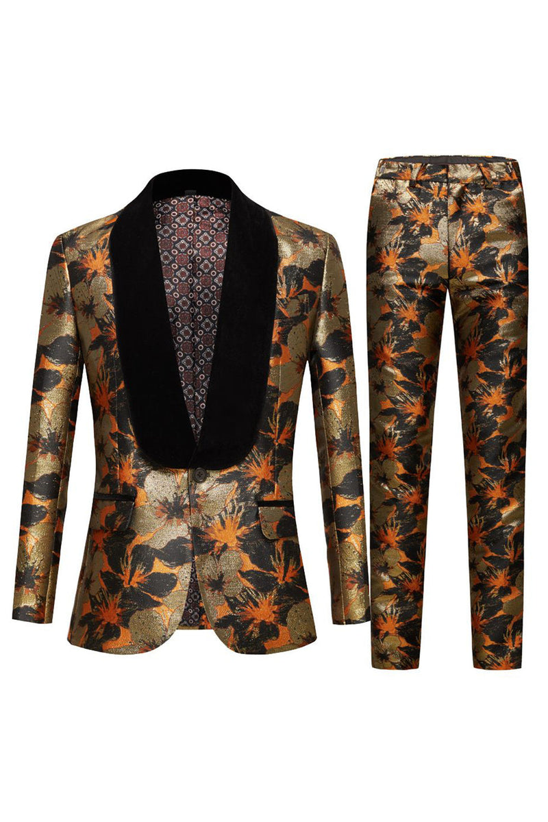 Load image into Gallery viewer, Blue Jacquard Shawl Lapel Men&#39;s 2 Piece Prom Suits