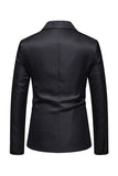 Black Notched Lapel Flower Men's Prom Blazer