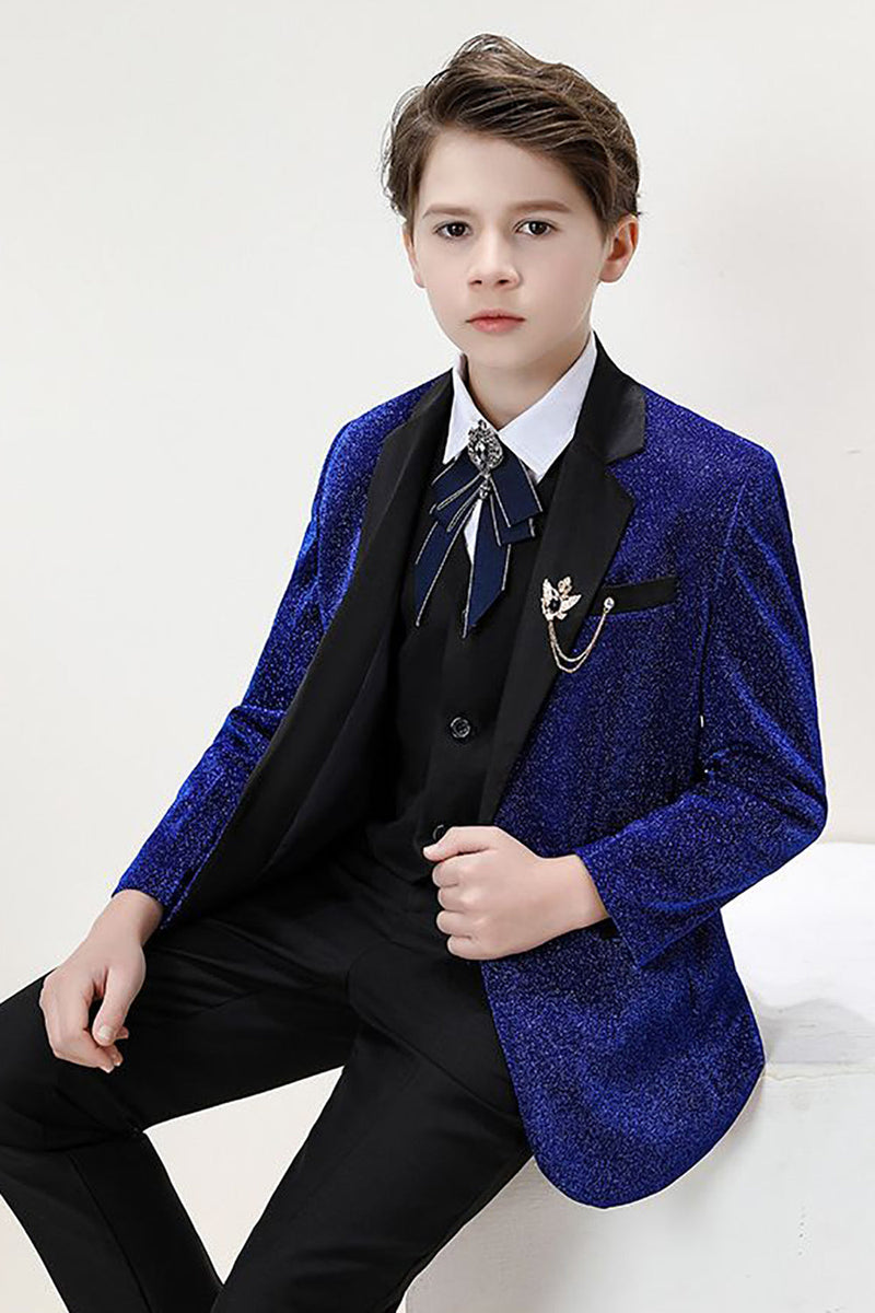 Load image into Gallery viewer, Sparkly Royal Blue Boys&#39; 3-Piece Formal Suit Set