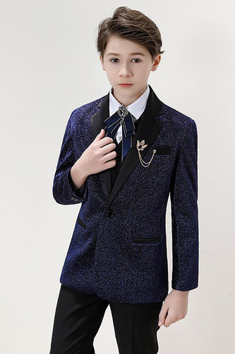 Sparkly Navy Slim Fit Boys' 3-Piece Formal Suit Set