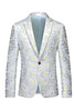 Load image into Gallery viewer, Men&#39;s Light Blue Jacquard Notched Lapel Prom Blazer