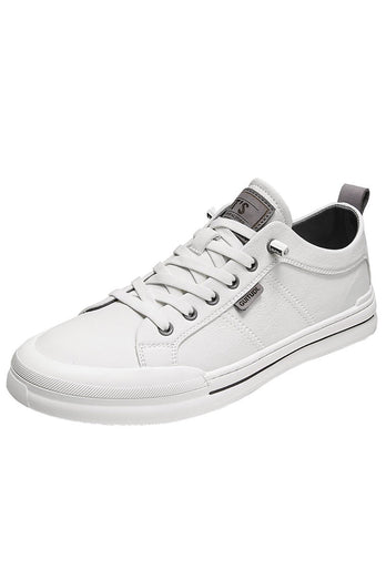 White Slip-on Lace Up Light Weight Men's Shoes