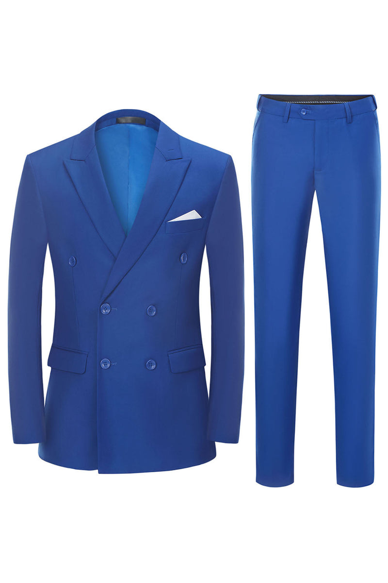 Load image into Gallery viewer, Men&#39;s Blue 2-Piece Double Breasted Wedding Suits