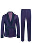 Load image into Gallery viewer, Dark Blue Jacquard Shawl Lapel 2 Piece Men Prom Suits with Belt