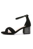 Load image into Gallery viewer, Black Cross Ankle Strappy Chunky Heel Sandal