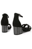 Load image into Gallery viewer, Black Cross Ankle Strappy Chunky Heel Sandal