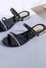 Load image into Gallery viewer, Black Strappy Rhinestones Low Block Heel Sandal