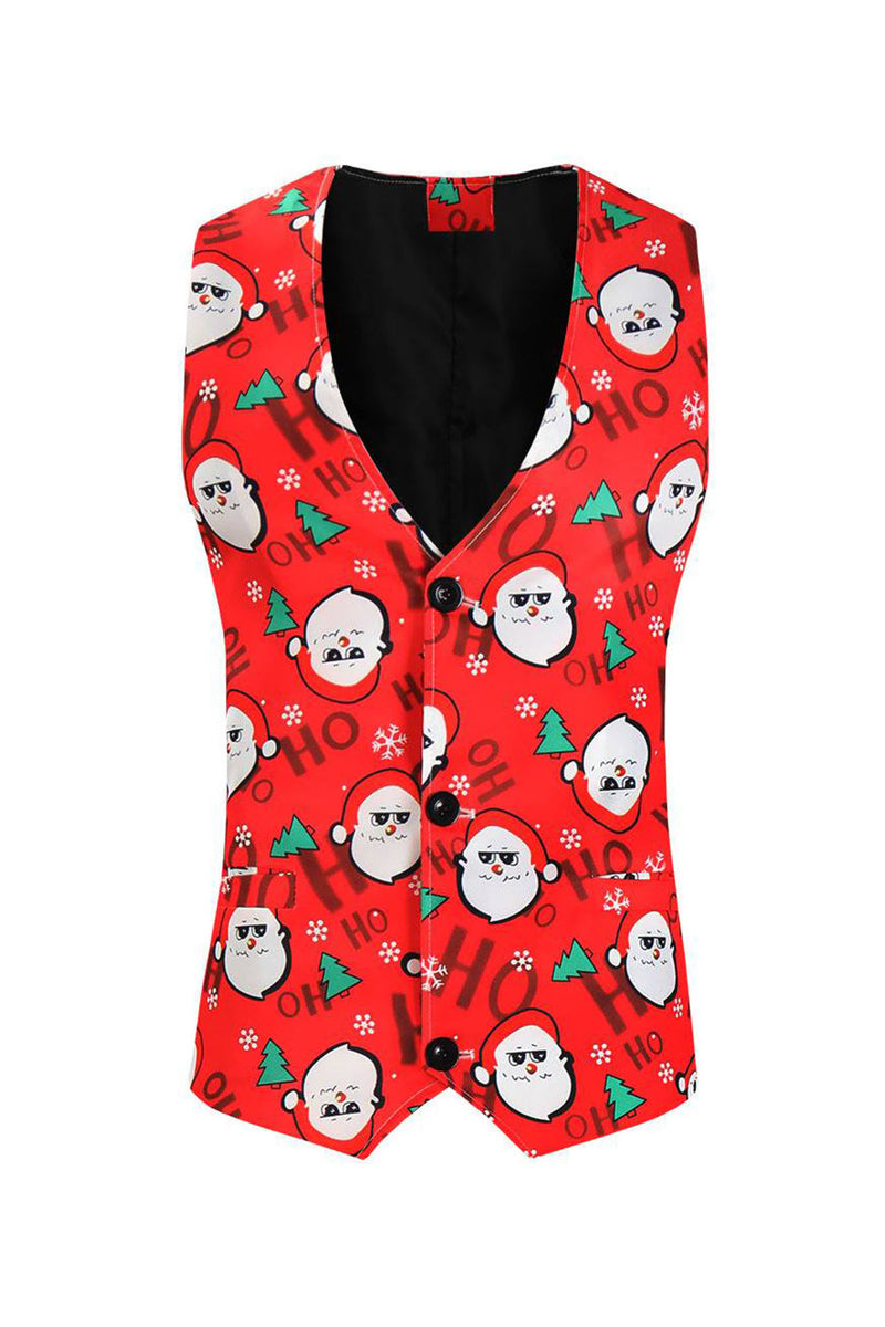 Load image into Gallery viewer, Red Santa Claus Snowflake Printed Men&#39;s Christmas Suit Vest