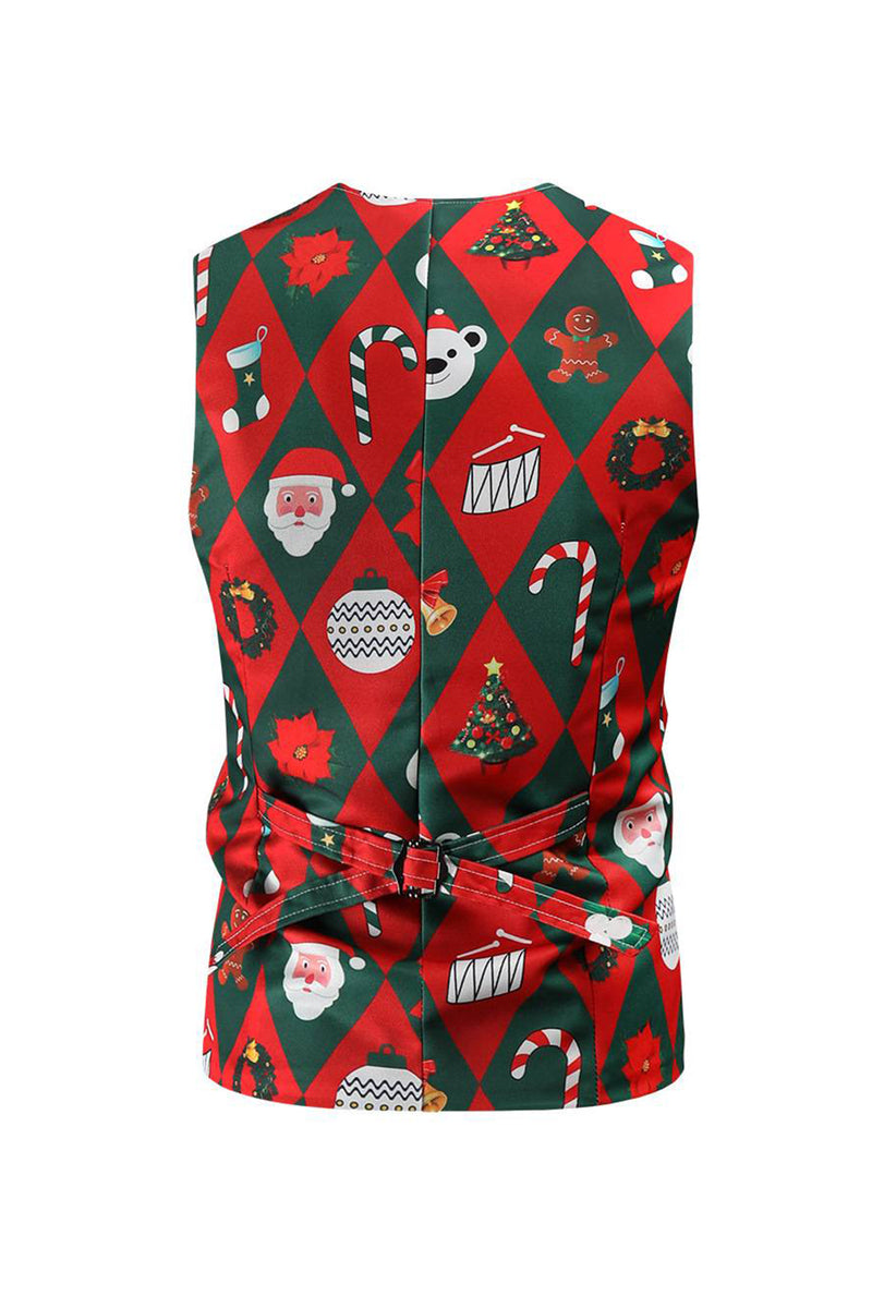 Load image into Gallery viewer, Red Santa Claus Print Men&#39;s Christmas Suit Vest