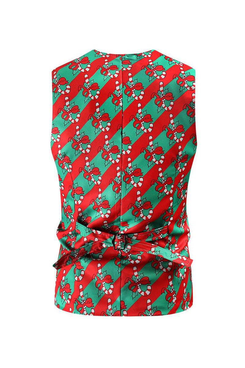 Load image into Gallery viewer, Single Breasted Red Printed Men&#39;s Christmas Suit Vest