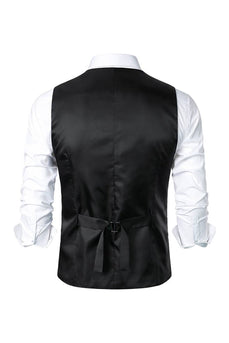 Dark Brown Striped Single Breasted Men's Retro Suit Vest