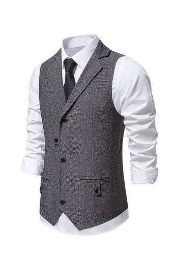Retro Lapel Single Breasted Blue Men's Suit Vest