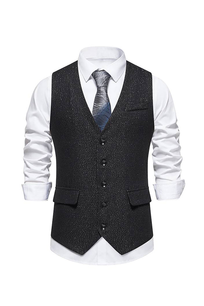 Load image into Gallery viewer, Single Breasted Vest Men&#39;s Blue Retro Suit Vest