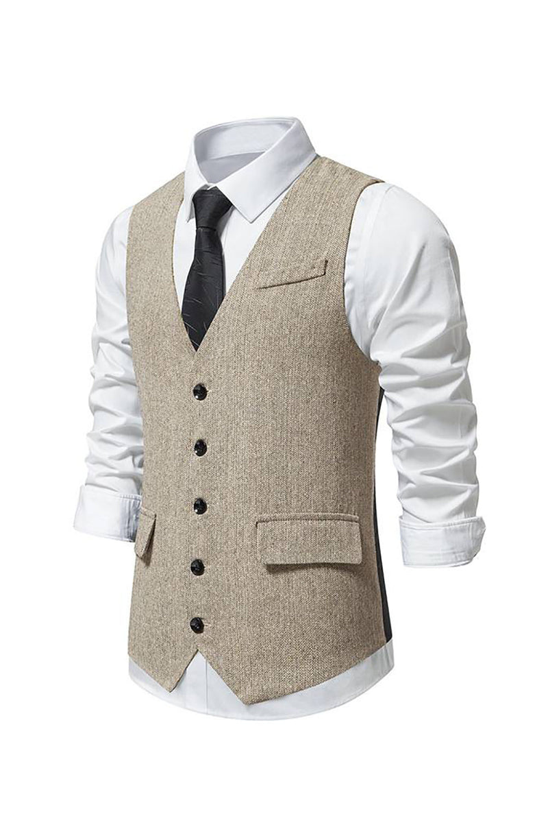 Load image into Gallery viewer, Single Breasted Vest Men&#39;s Blue Retro Suit Vest