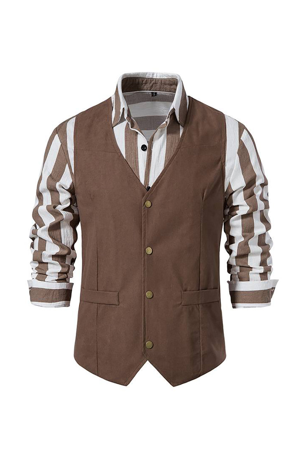 Dark Brown Single Breasted Denim Retro Men's Suit Vest