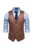 Load image into Gallery viewer, Brown V-Neck Suede Single-Breasted Men&#39;s Casual Vest