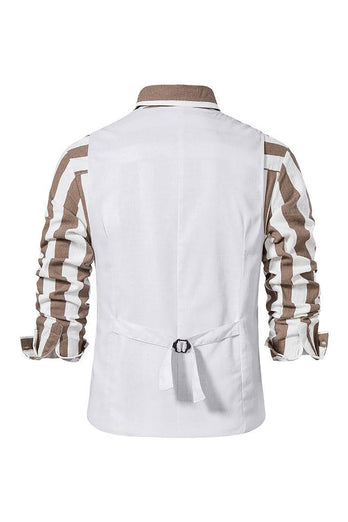 Ivory Retro Linen Single Breasted Loose Men's Casual Vest
