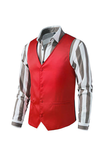 Solid Color Single Breasted Slim Fit Stage Men's Suit Vest