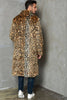 Load image into Gallery viewer, Khaki Leopard Printed Lapel Neck Long Faux Fur Men Coat