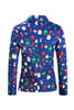 Load image into Gallery viewer, Men&#39;s Blue Christmas Printed 3-Piece One Button Party Suits