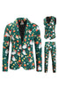Load image into Gallery viewer, Men&#39;s Green Christmas Printed 3-Piece One Button Party Suits
