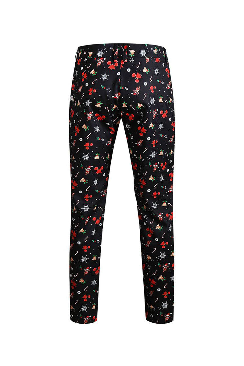 Load image into Gallery viewer, Men&#39;s Black Christmas Printed 3-Piece One Button Party Suits
