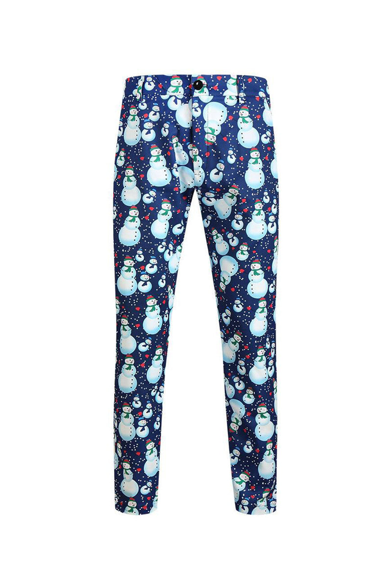 Load image into Gallery viewer, Notched Lapel One Button Blue Snowman Printed Men&#39;s Suits