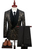 Load image into Gallery viewer, Black Golden Jacquard 2 Piece Men Suits