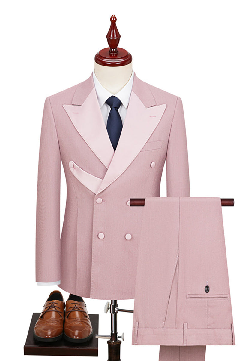 Load image into Gallery viewer, Light Pink 2 Piece Double Breasted Men Suits