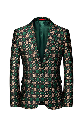 Silm Fit Notched Lapel Small Green Square Men's Prom Blazer