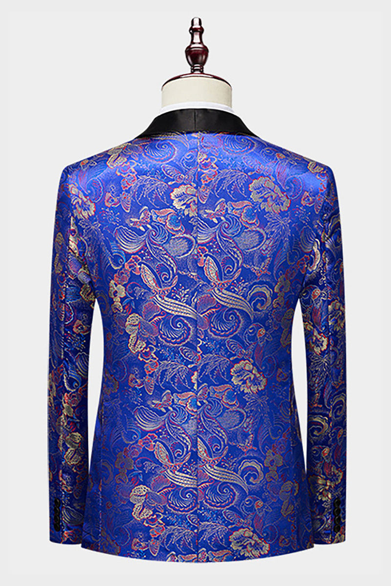 Load image into Gallery viewer, Royal Blue Jacquard Shawl Lapel 2 Piece Men&#39;s Prom Suits