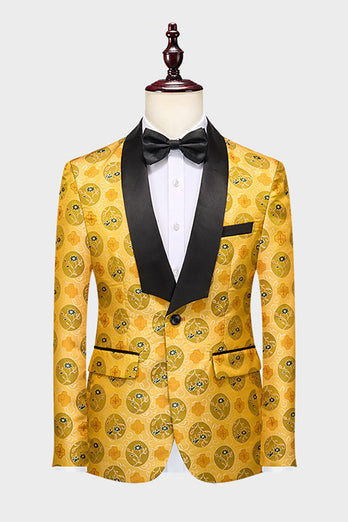Yellow Jacquard Shawl Lapel 2 Piece Men's Prom Suits