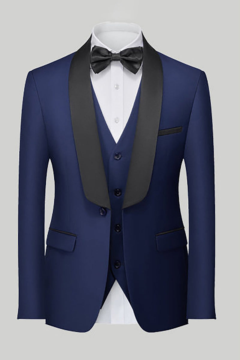 Load image into Gallery viewer, Royal Blue 3 Piece Shawl Lapel Men&#39;s Prom Suits