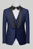 Royal Blue 3 Piece Shawl Lapel Men's Prom Suits