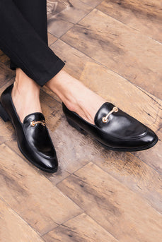 Black Leather Casual Men Shoes