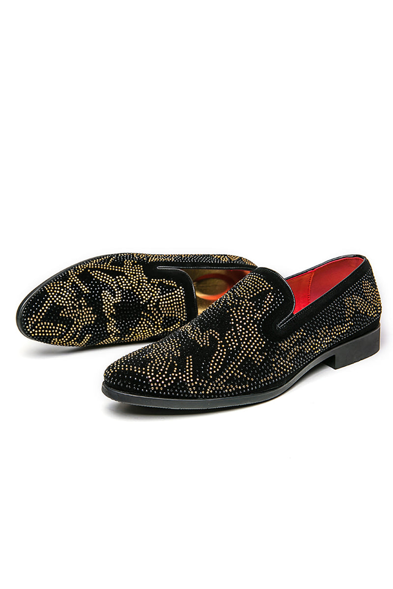 Load image into Gallery viewer, Black Slip-On Beaded Men Shoes