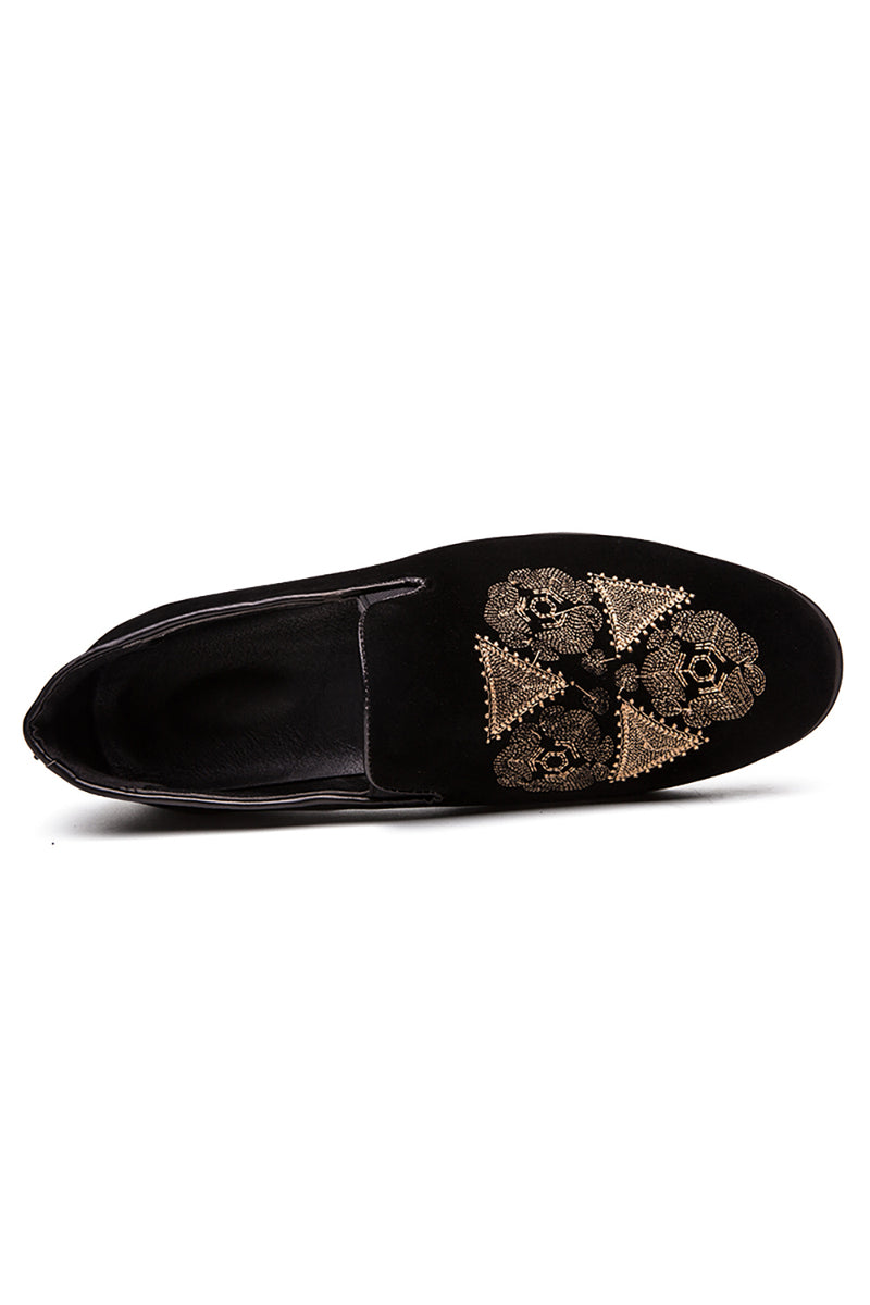 Load image into Gallery viewer, Black Embroidery Slip-On Party Men&#39;s Shoes