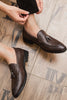 Load image into Gallery viewer, Brown Leather Slip-On Fringe Men&#39;s Shoes