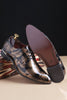Load image into Gallery viewer, Brown Jacquard Men&#39;s Leather Party Shoes