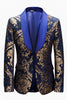 Load image into Gallery viewer, Royal Blue Men&#39;s Blazer With Golden Jacquard