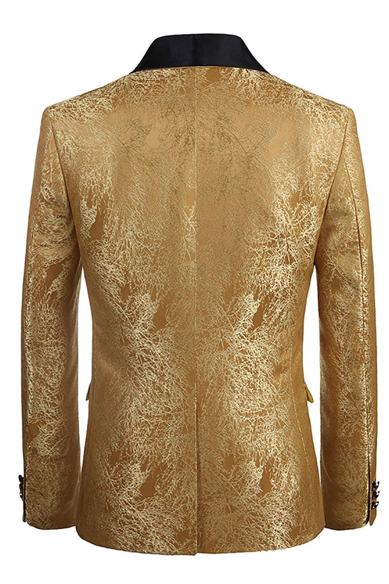 Load image into Gallery viewer, Golden One Button Jacquard Men&#39;s Prom Blazer