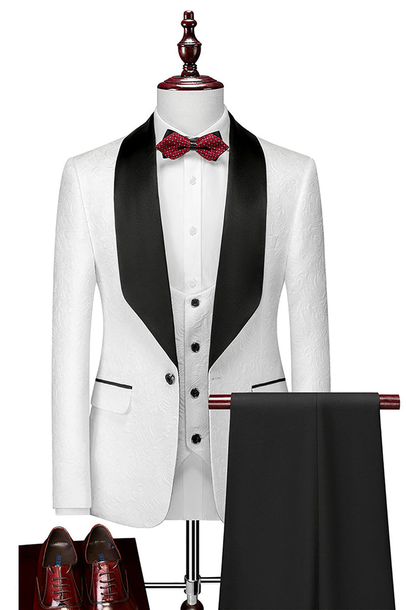 Load image into Gallery viewer, Shawl Lapel White Three-Piece Men&#39;s Suits