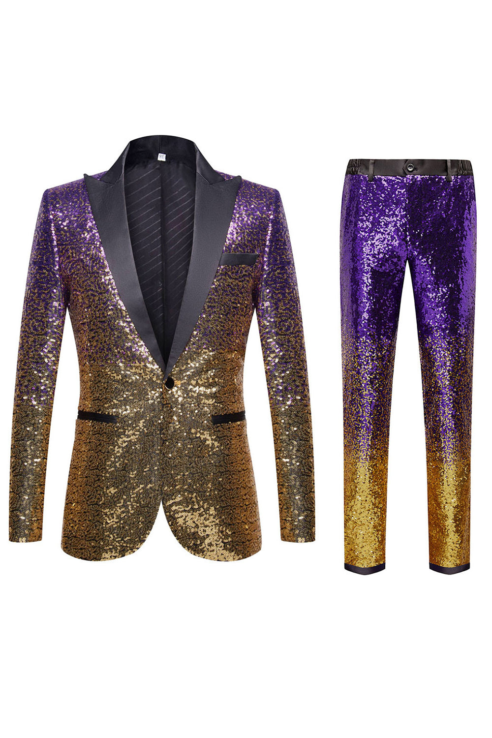 Zapaka Ombre Sequins Prom Suits Purple Men's 2 Piece Slim Fit Notched ...