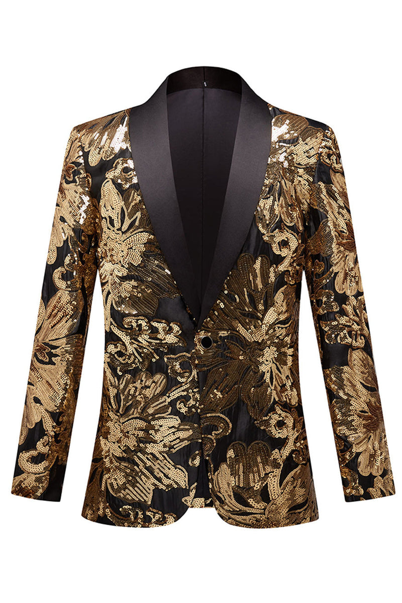 Golden Flower Print tast Lapel