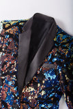 Sparkly Dark Blue Sequins Men's Blazer