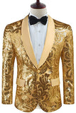 Golden Shawl Lapel Sequins Men's Blazer