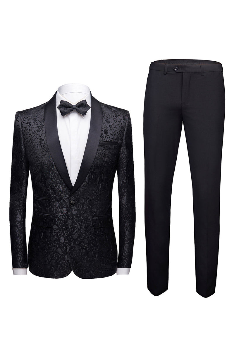 Load image into Gallery viewer, White Shawl Lapel Jacquard Prom Men&#39;s 2 Pieces Suits