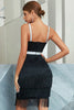 Load image into Gallery viewer, A Line Spaghetti Straps Little Black Dress with Tassel