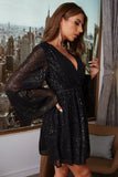 Sequin Long Sleeves Little Black Dress