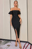Load image into Gallery viewer, Off Shoulder Little Black Dress with Slit